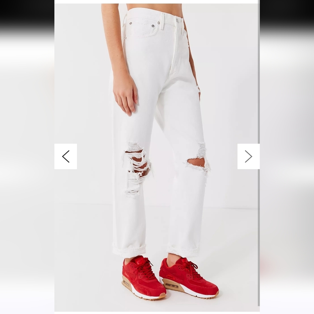 Agolde 90's Mid Rise Loose Fit Cropped Jeans White‎ - Picture 4 of 11
